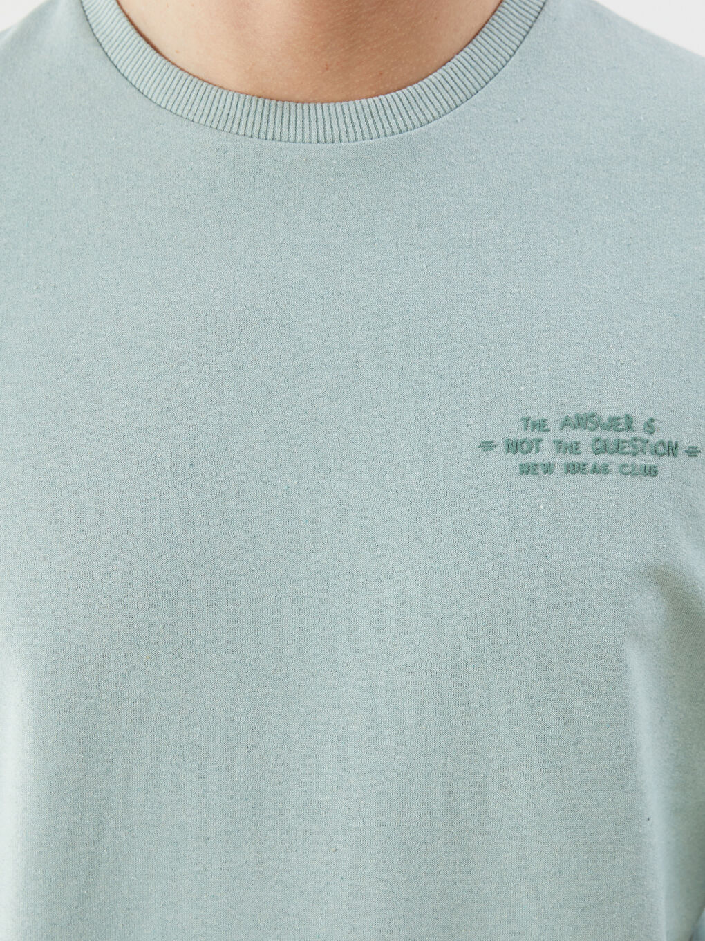 Yeşil Bisiklet Yaka Baskılı Erkek Sweatshirt-2