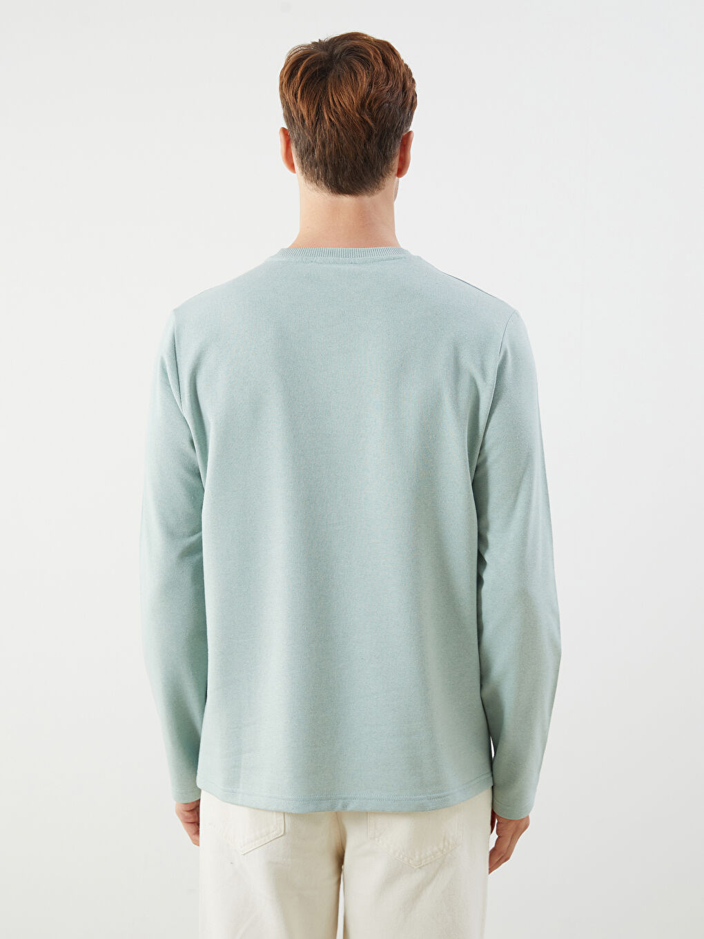 Yeşil Bisiklet Yaka Baskılı Erkek Sweatshirt-3