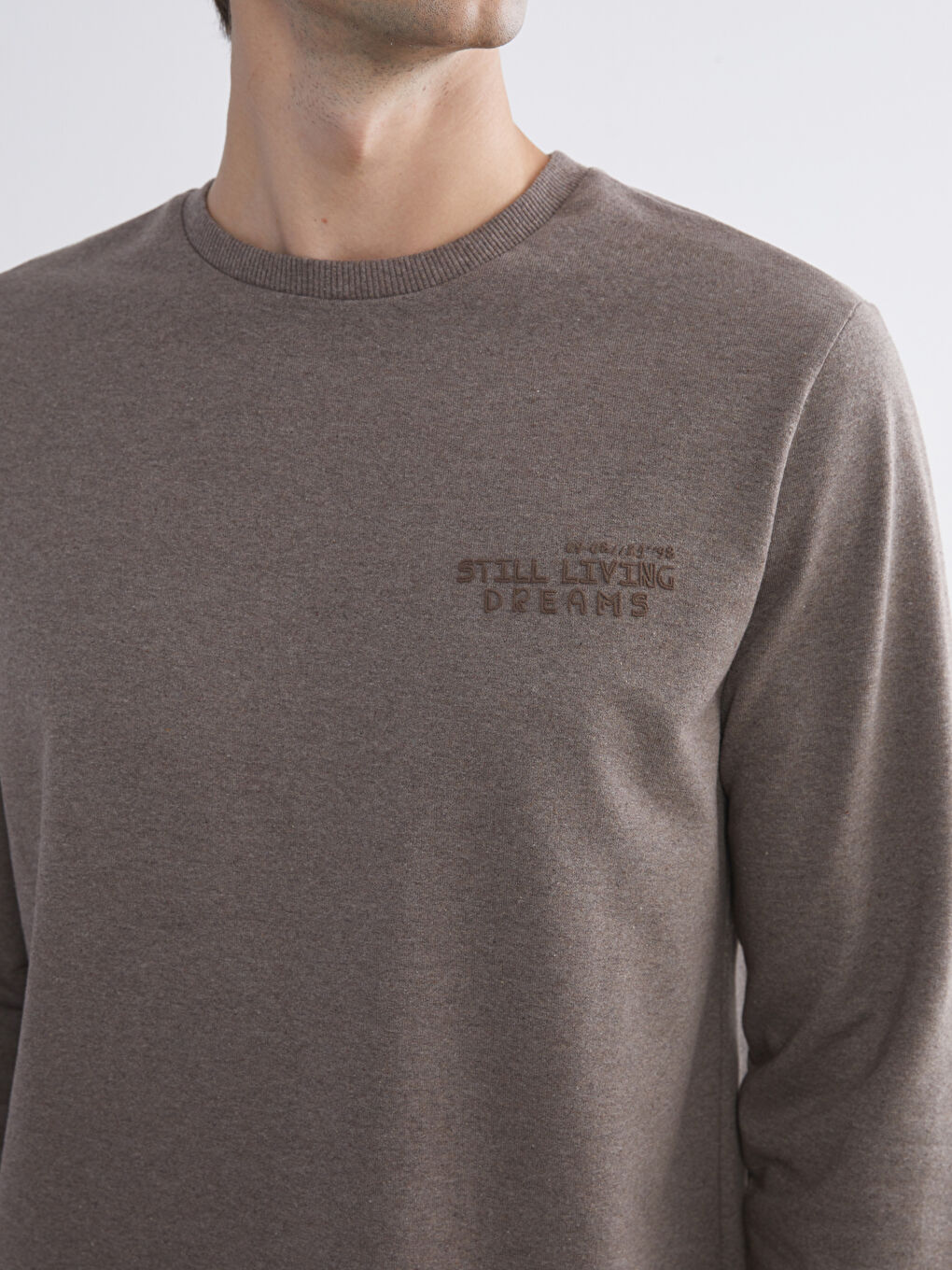 Kahverengi Bisiklet Yaka Baskılı Erkek Sweatshirt-2