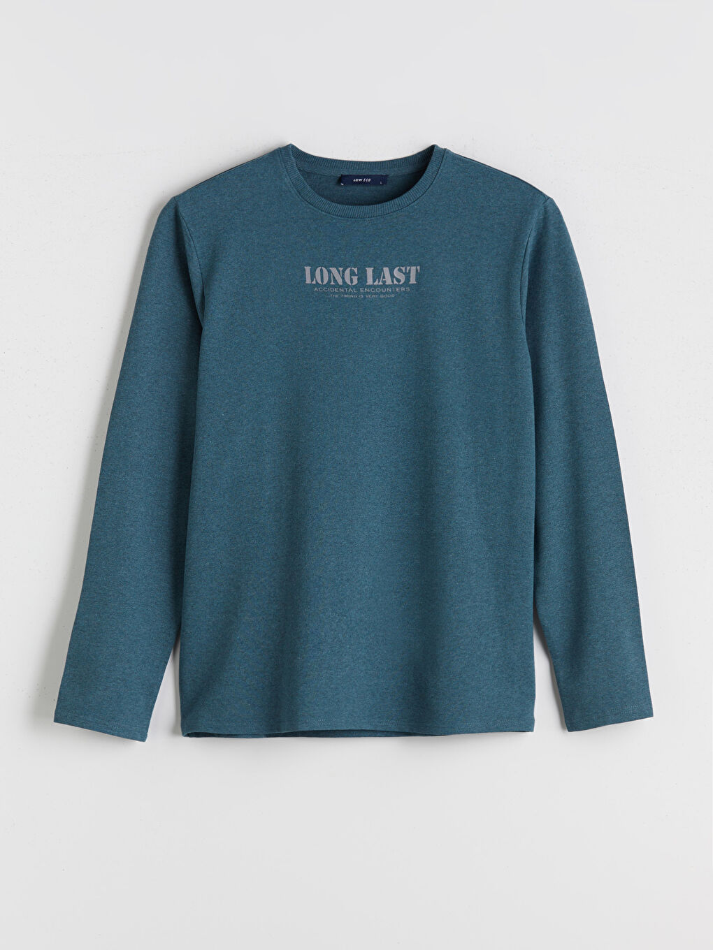 Petrol Bisiklet Yaka Baskılı Erkek Sweatshirt-4