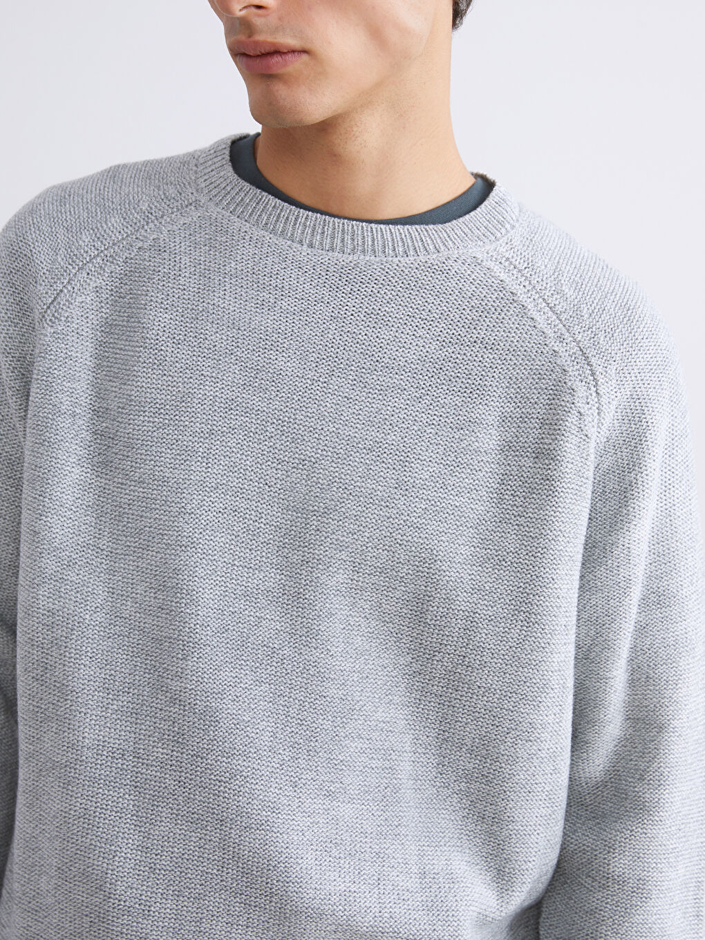 Crew Neck Long Sleeve Men's Tricot Sweater-2