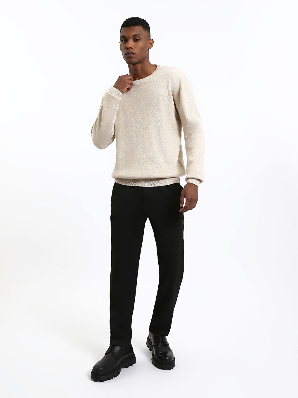 Pull-over Col rond Manches longues pour Hommes en Tricot-2