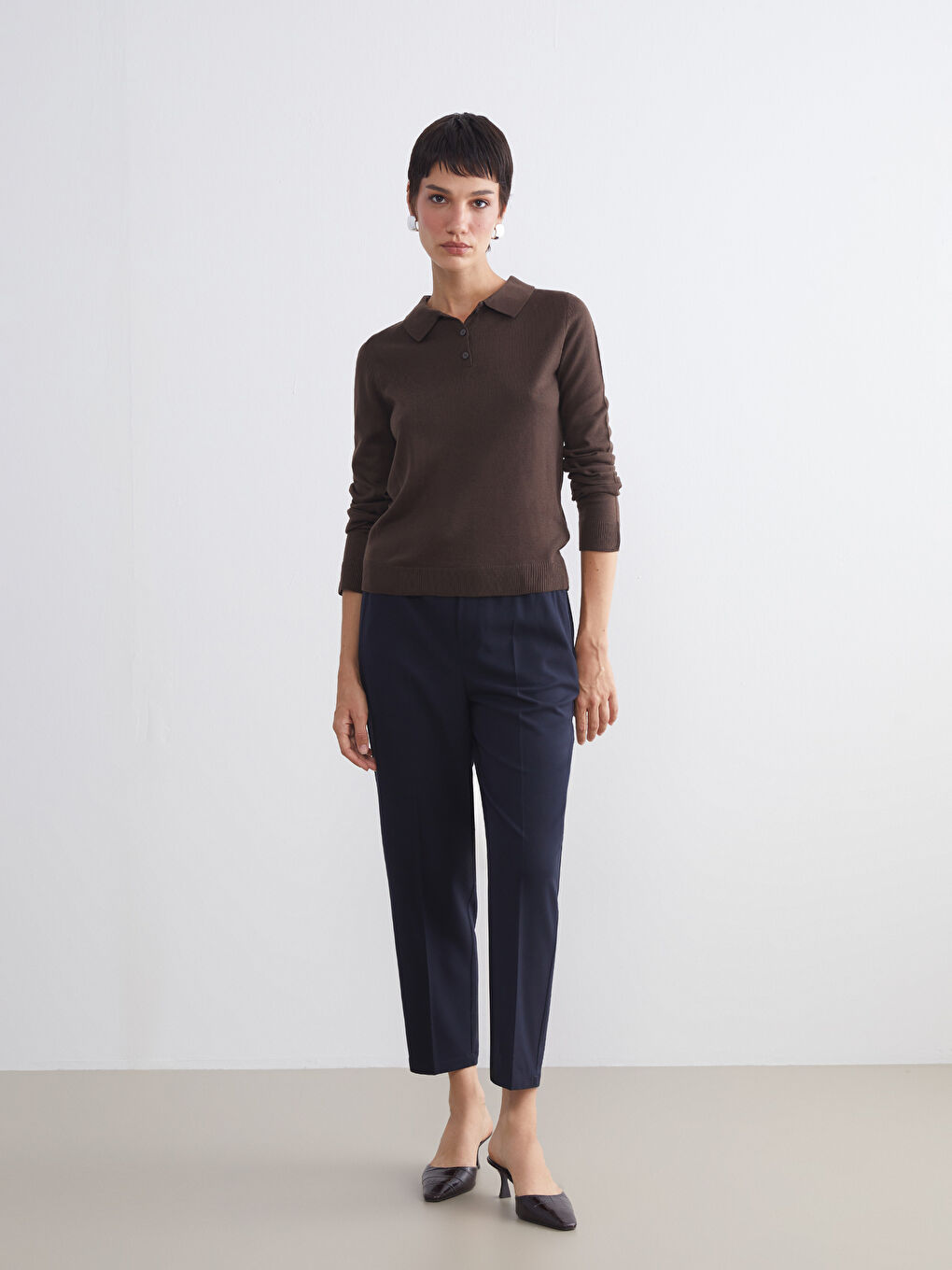 Polo Neck Women's Knitwear Sweater-1