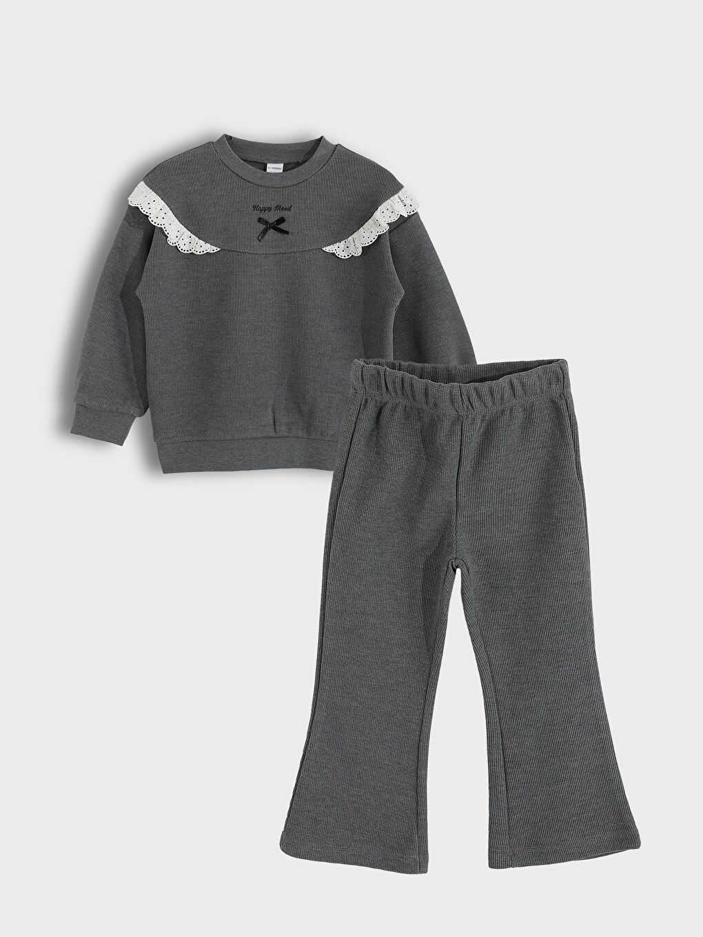 Crew Neck Long Sleeve Girl's Sweatshirt and Sweatpants