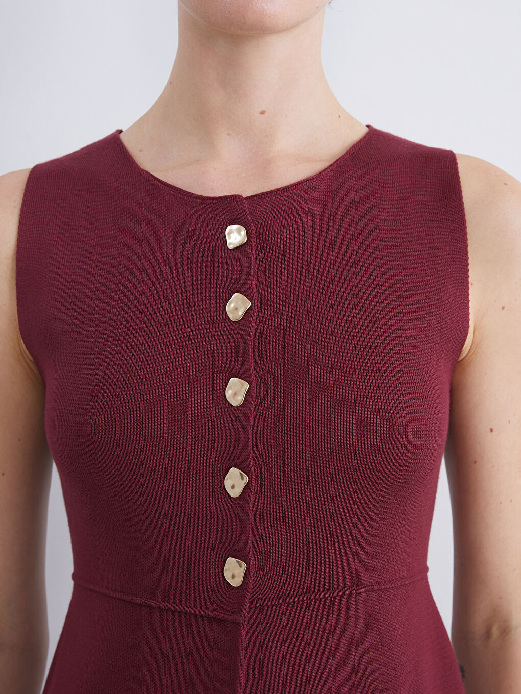 Crew Neck Peplum Knitwear Blouse-2