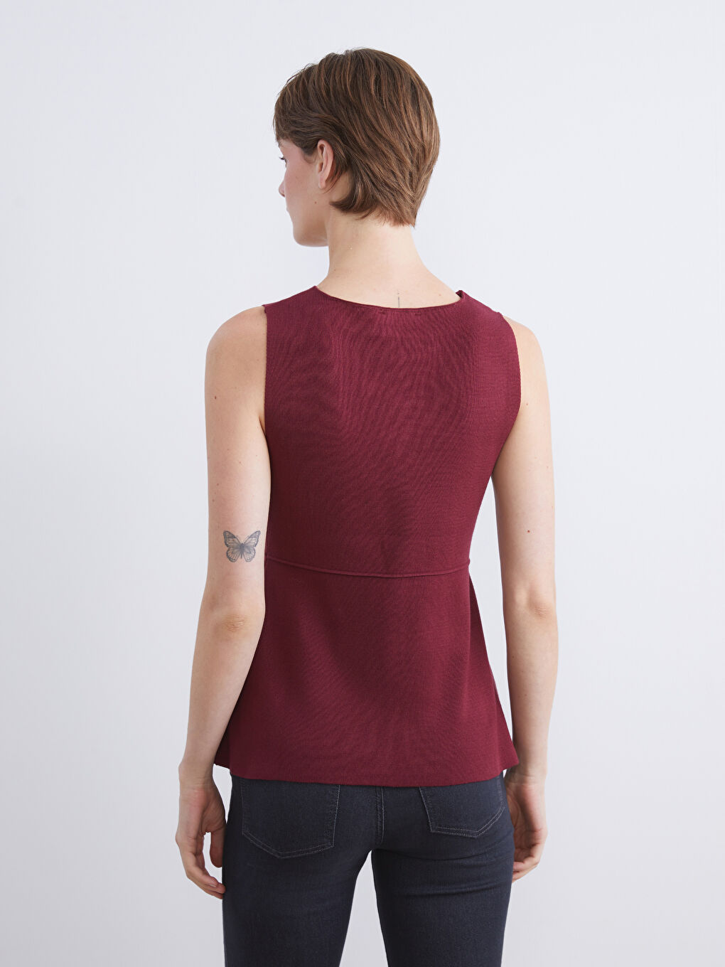 Crew Neck Peplum Knitwear Blouse-3