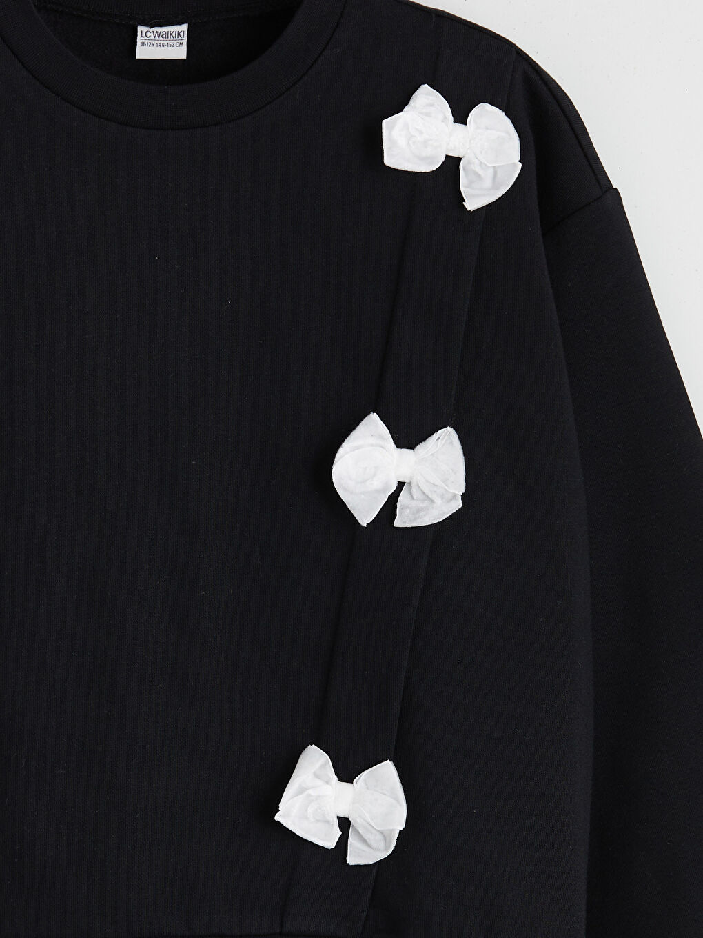 Sweat-shirt Pour Filles Épais à Nœud et Col Rond-2