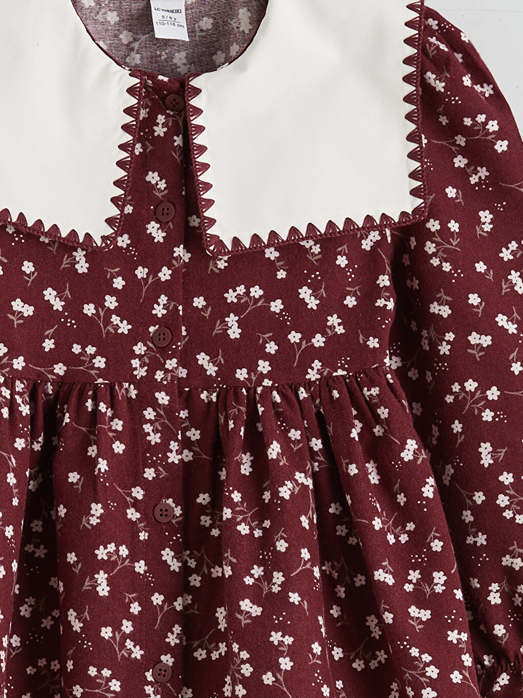 Bebe Yaka Çiçekli Kız Çocuk Elbise-2