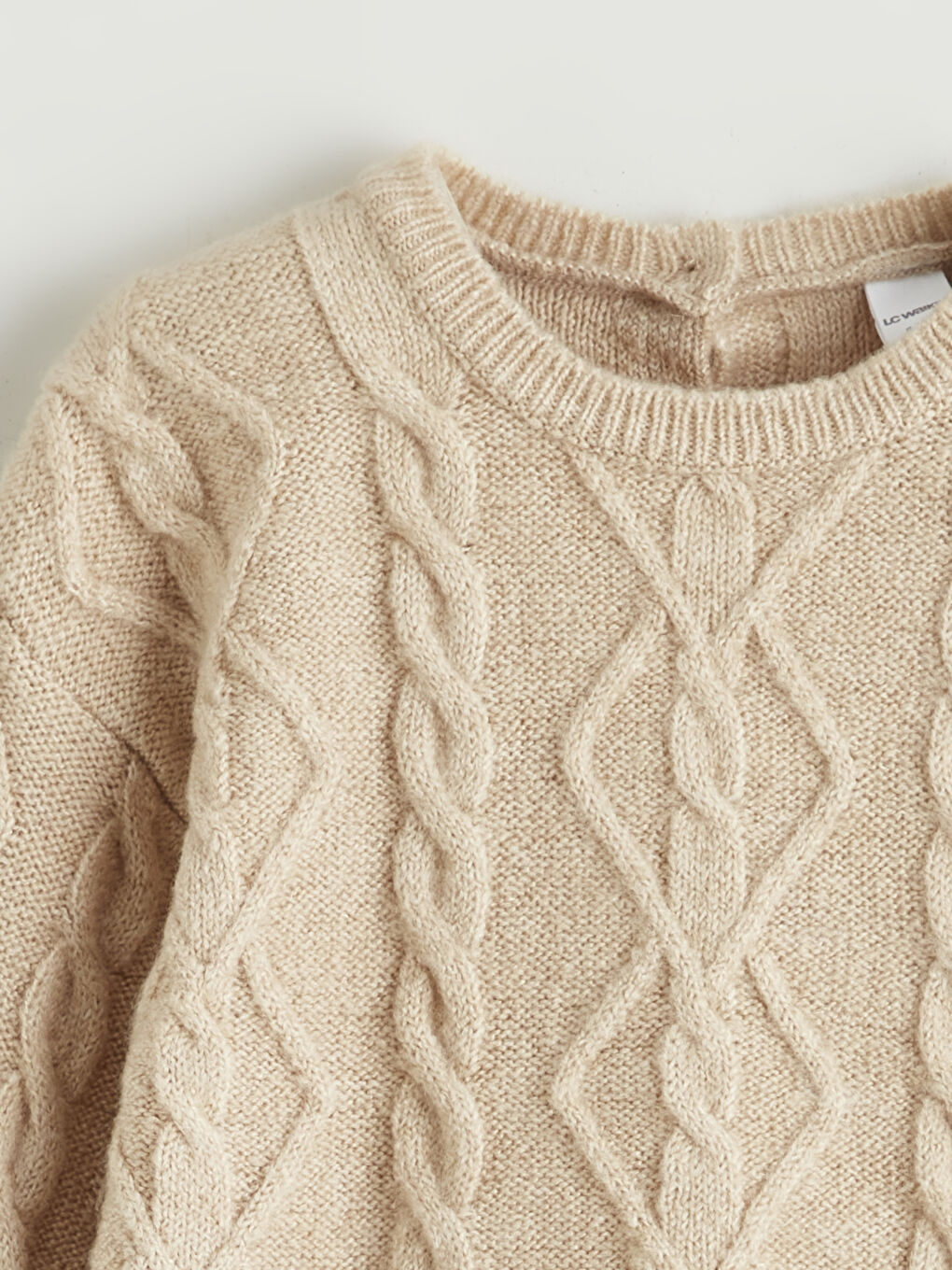 Bej Bisiklet Yaka Kız Çocuk Kazak-1