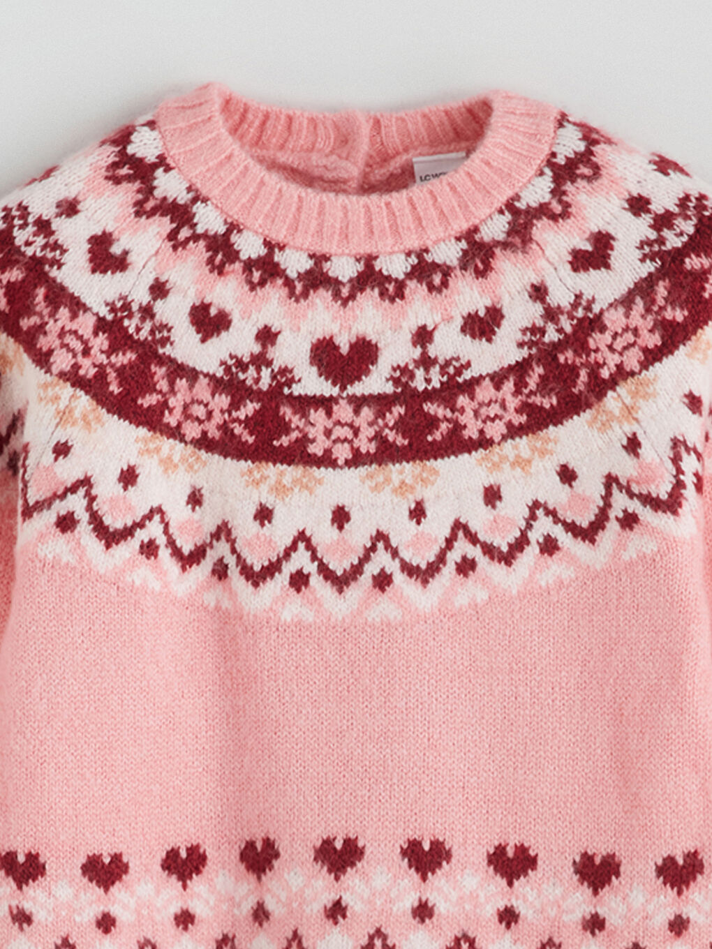Crew Neck Patterned Girls' Knitwear Sweater-1