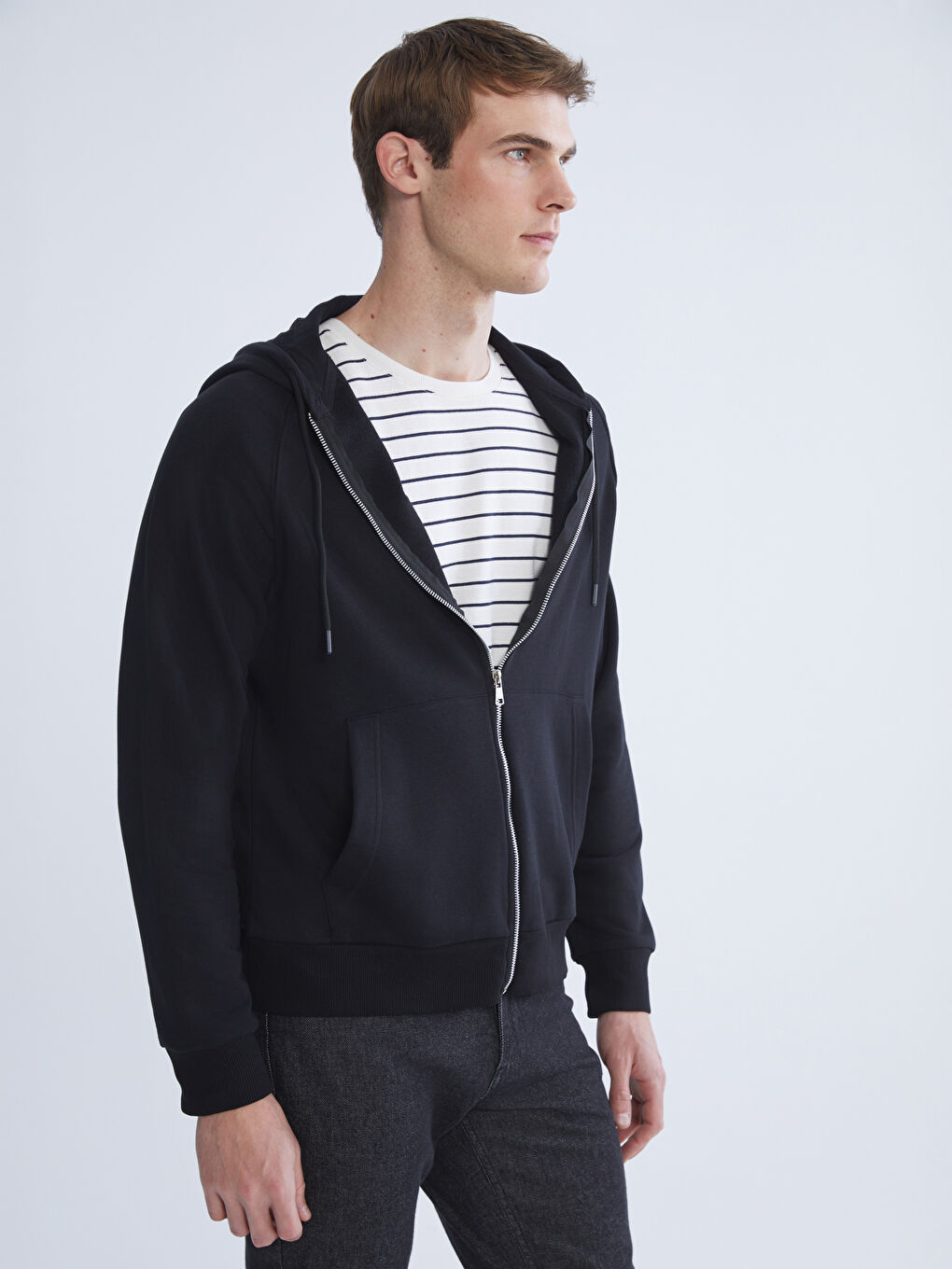 Hooded Long Sleeve Men's Zip-Up Sweatshirt