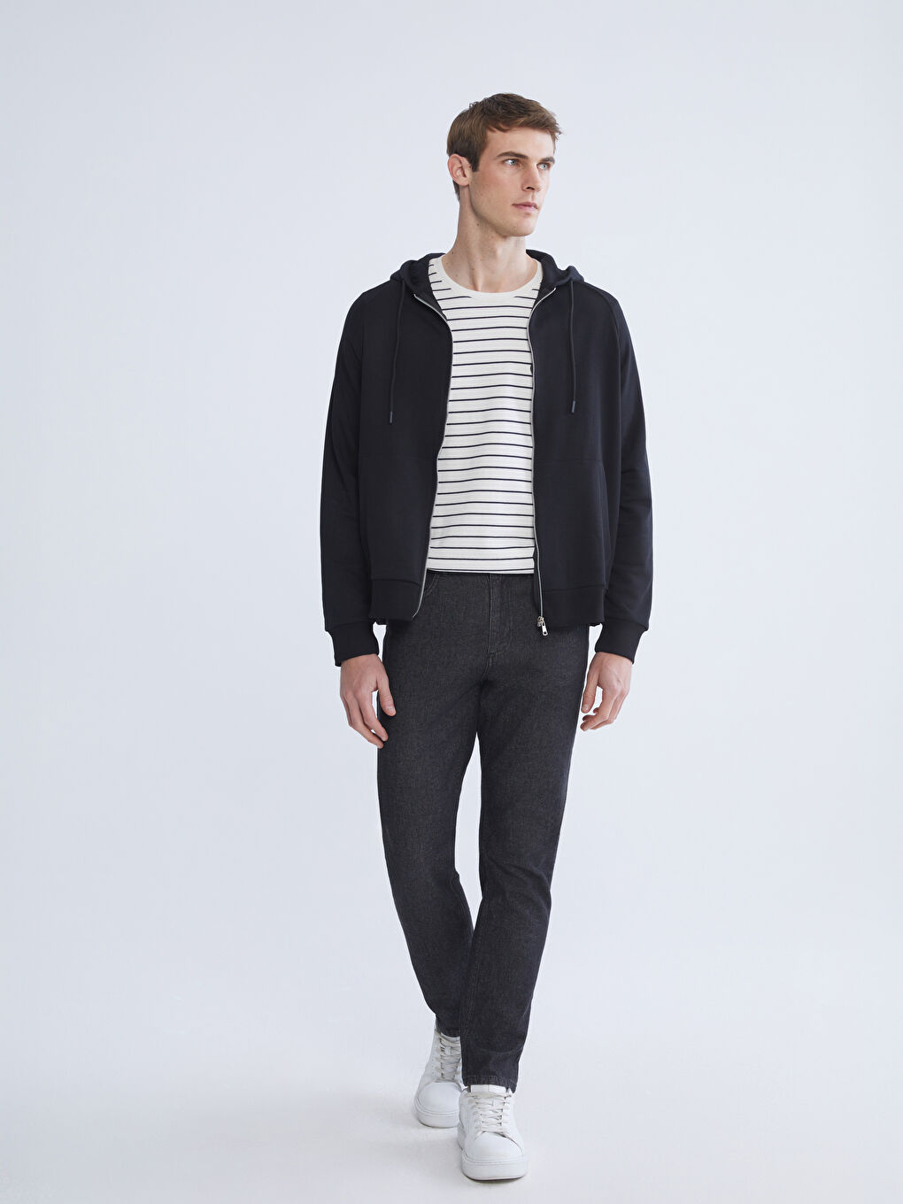 Hooded Long Sleeve Men's Zip-Up Sweatshirt-1