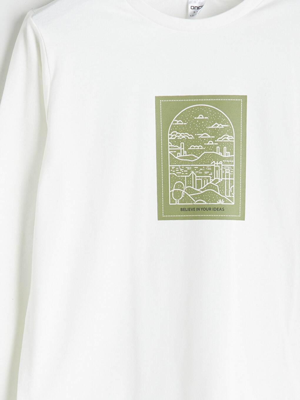 Ekru Bisiklet Yaka Baskılı Erkek Çocuk Tişört-2