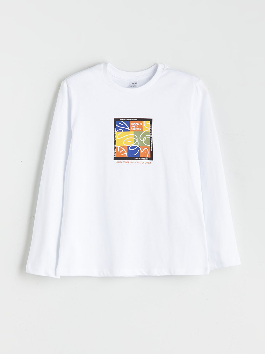 Beyaz Bisiklet Yaka Baskılı Erkek Çocuk Tişört