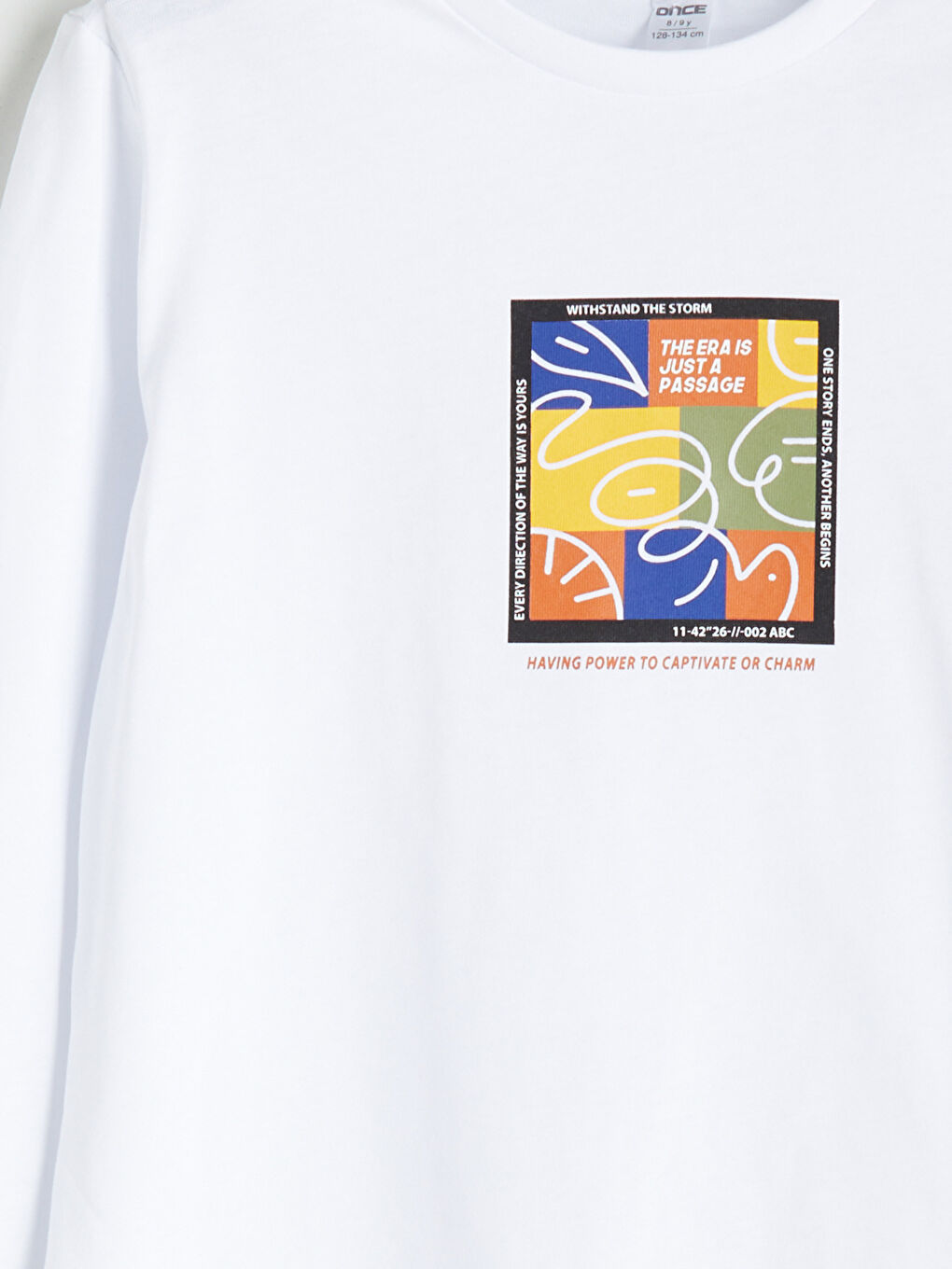 Beyaz Bisiklet Yaka Baskılı Erkek Çocuk Tişört-2