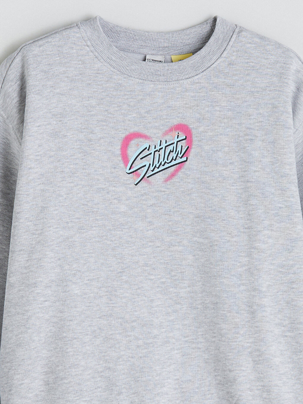 Crew Neck Stitch Printed Girls' Sweatshirt-3