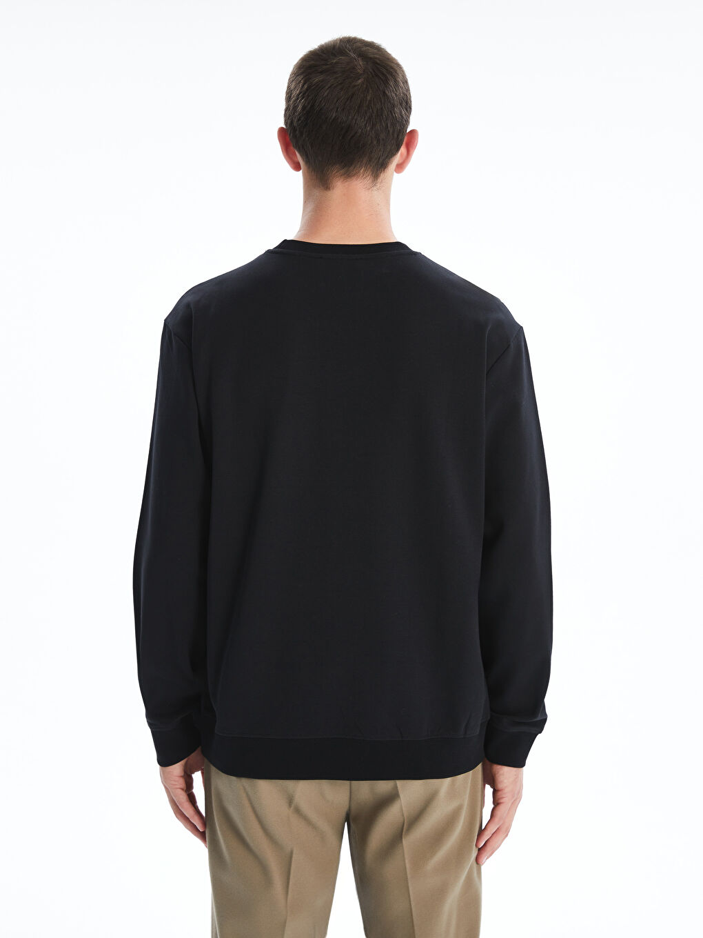 Siyah Bisiklet Yaka Nakışlı Erkek Sweatshirt-3