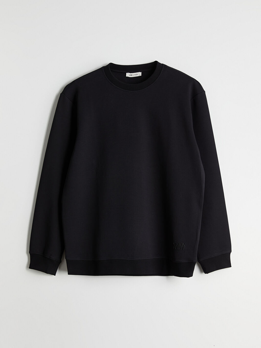 Siyah Bisiklet Yaka Nakışlı Erkek Sweatshirt-4