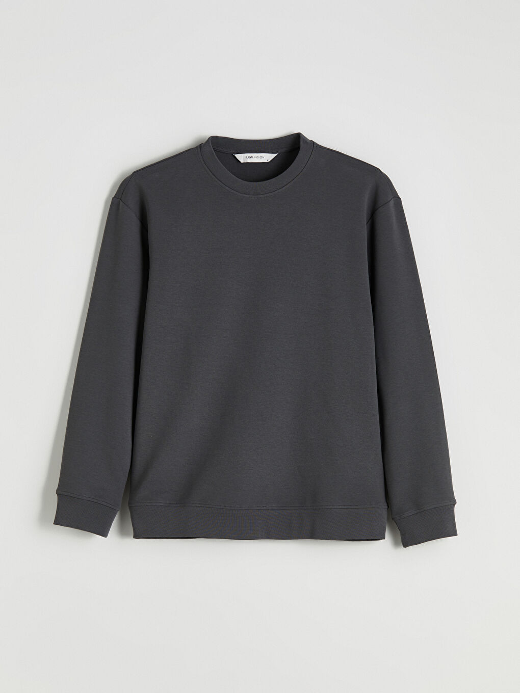 Antrasit Bisiklet Yaka Nakışlı Erkek Sweatshirt-4