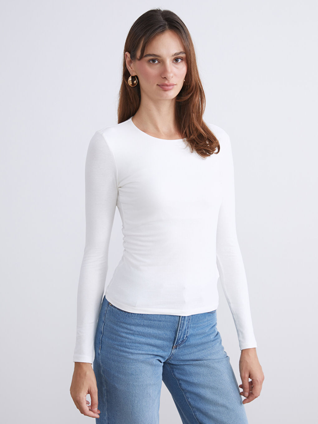 Plus Size Crew Neck Women's Bodysuit