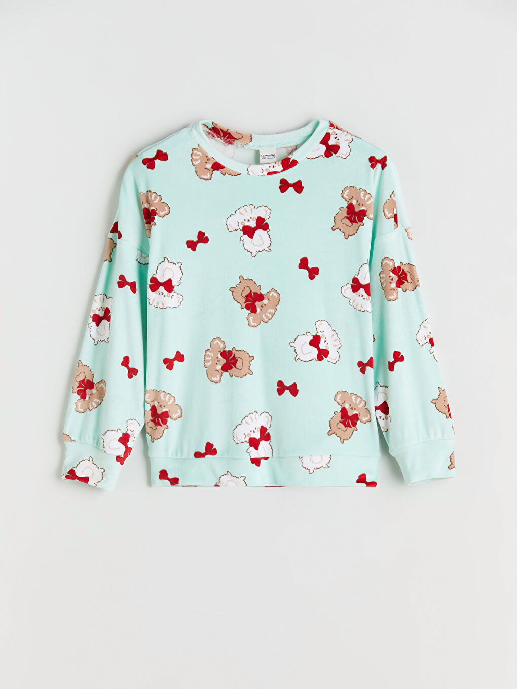 Crew Neck Velvet Girls' Pyjama Set-1