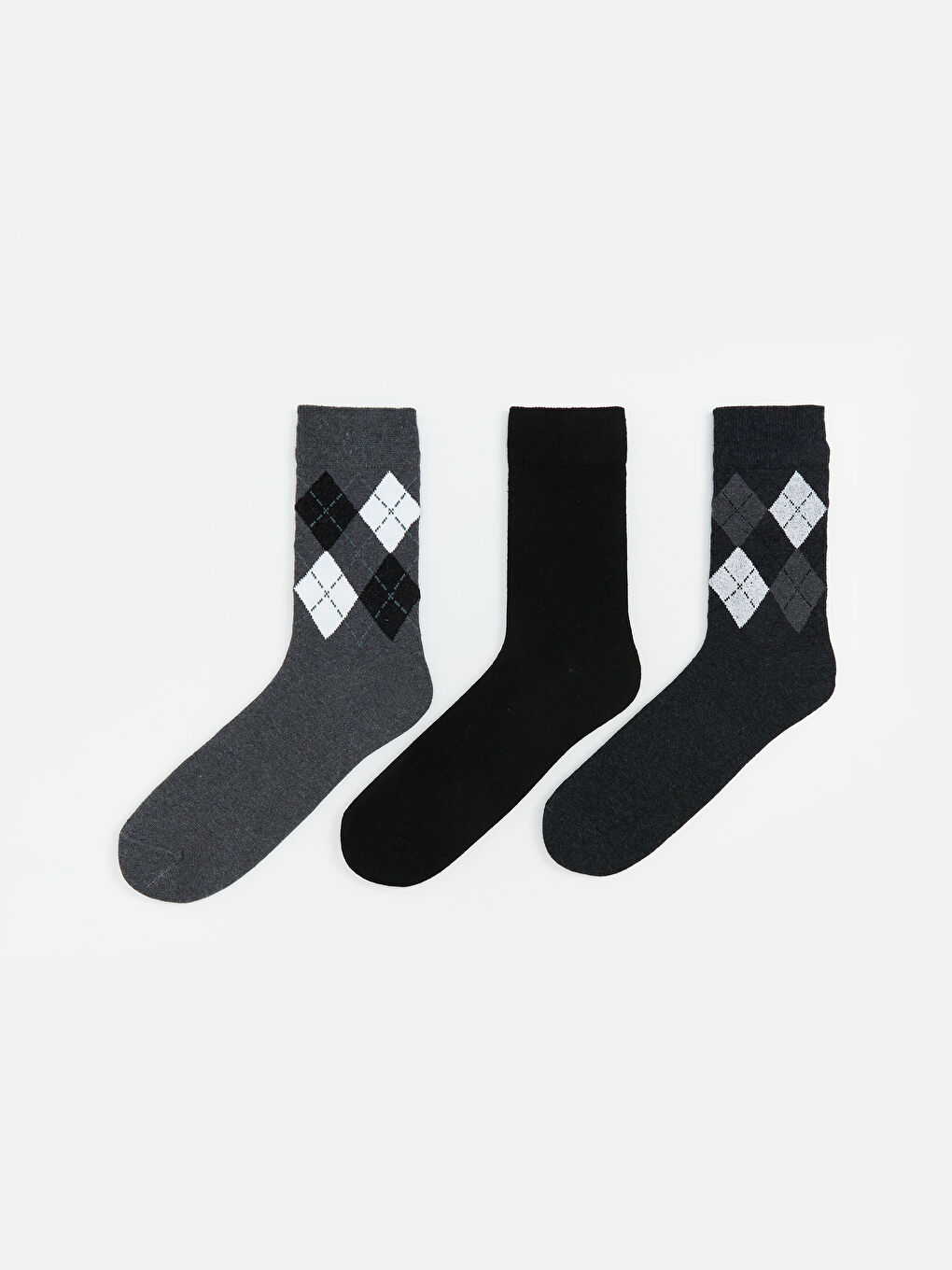 Gri Desenli Erkek Soket Çorap 3'lü