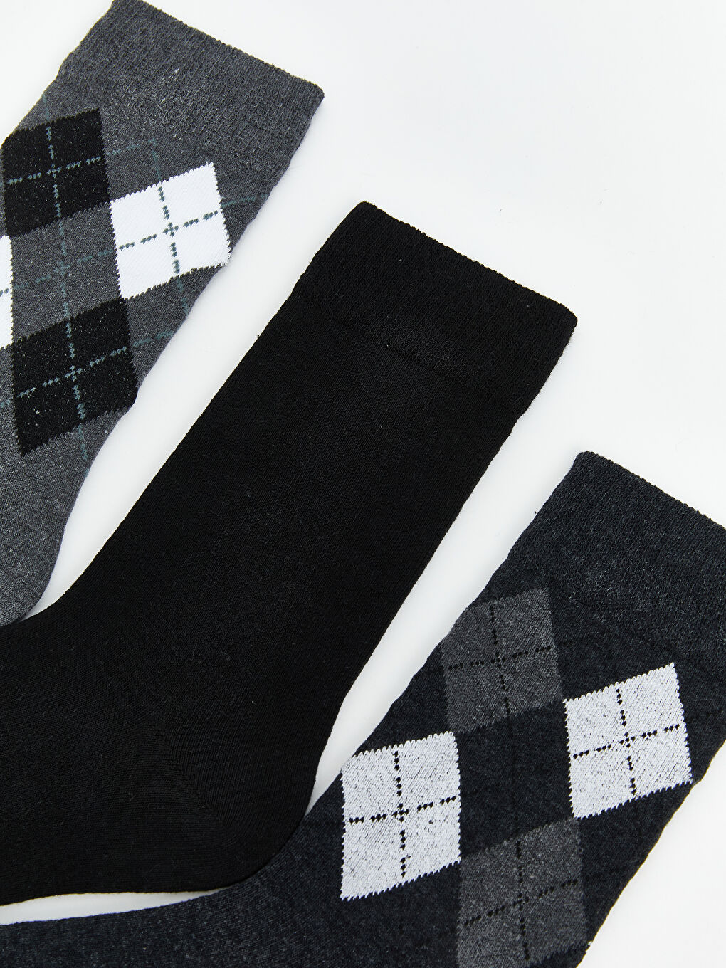 Gri Desenli Erkek Soket Çorap 3'lü-1