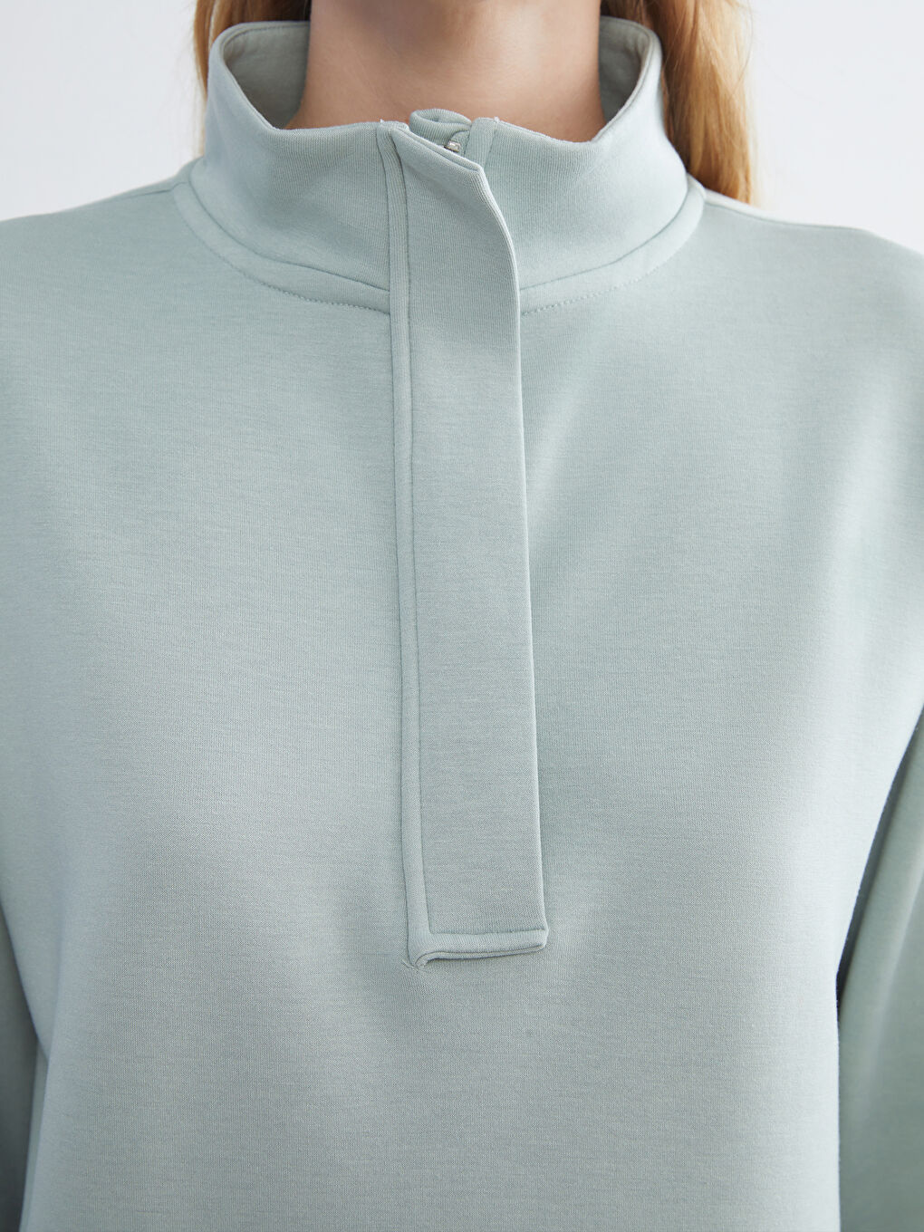 Yeşil Dik Yaka Kadın Sweatshirt Tunik-2