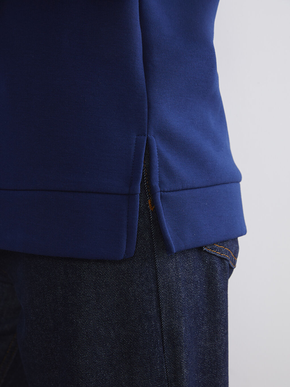 Lacivert Dik Yaka Kadın Sweatshirt Tunik-2