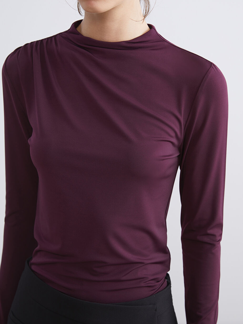 LCW Vision Funnel Neck Ruched Blouse -W5GB54Z8-HHZ