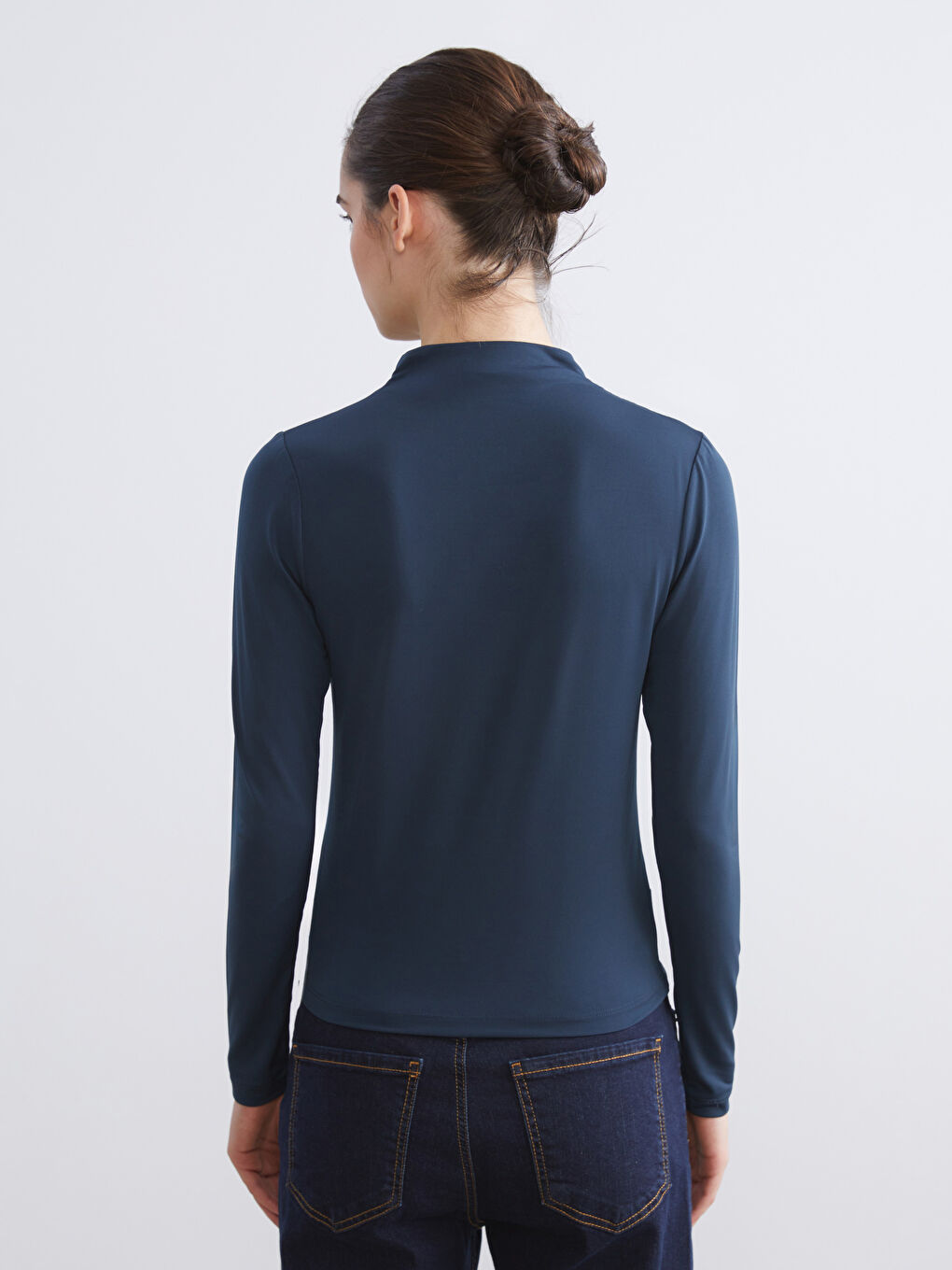 LCW Vision Funnel Neck Ruched Blouse -W5GB54Z8-R4U