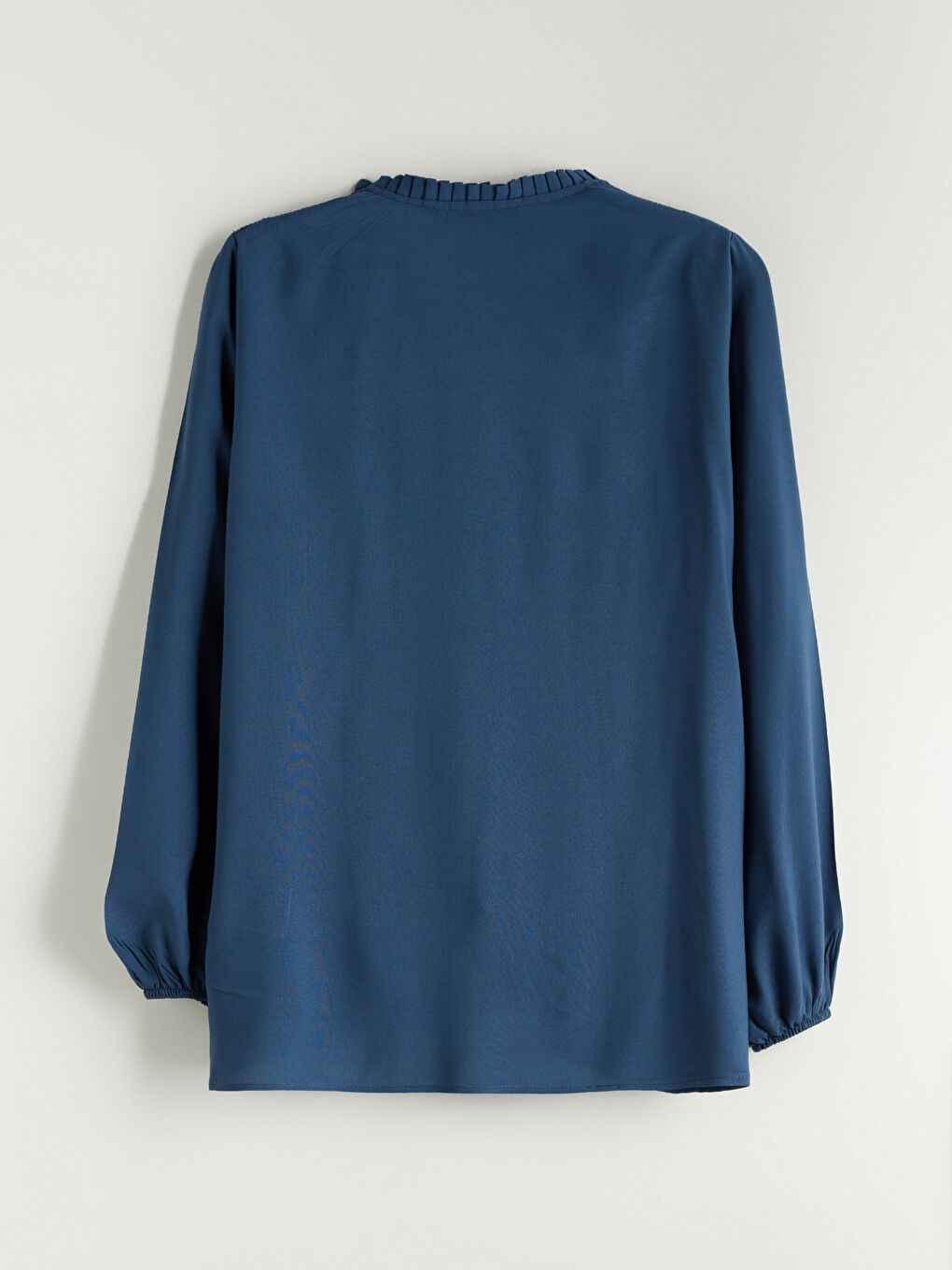 İndigo Fırfırlı Bağlamalı Yaka Bluz-7