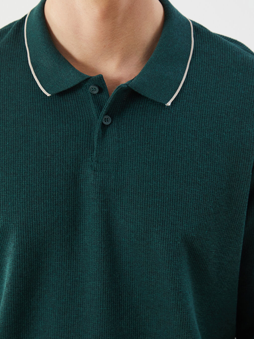 Yeşil Polo Yaka Erkek Sweatshirt-2