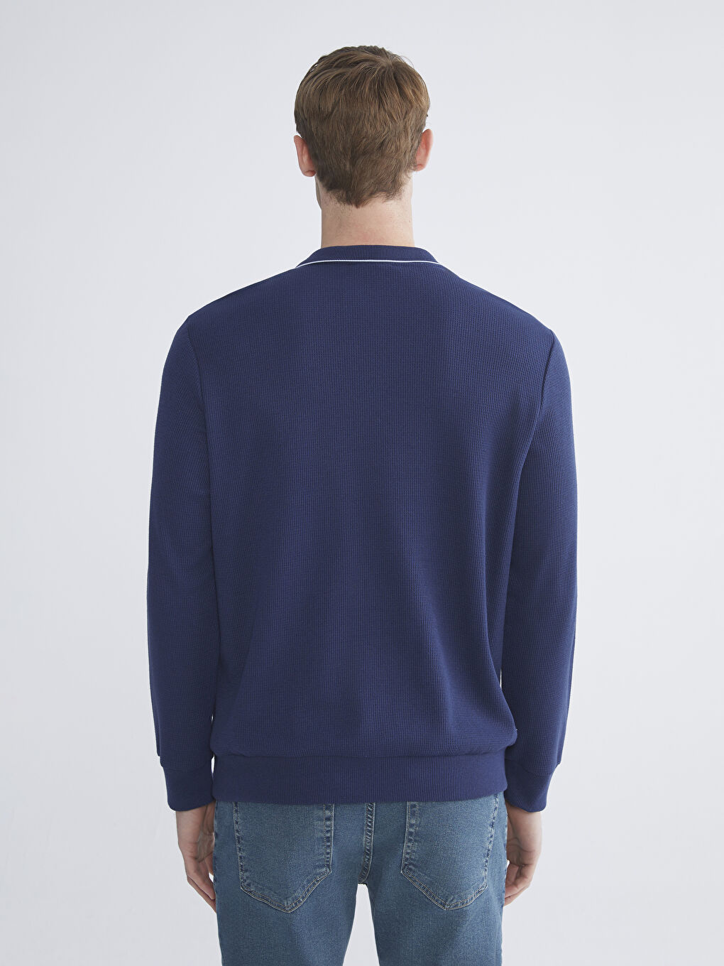 Mavi Polo Yaka Erkek Sweatshirt-3