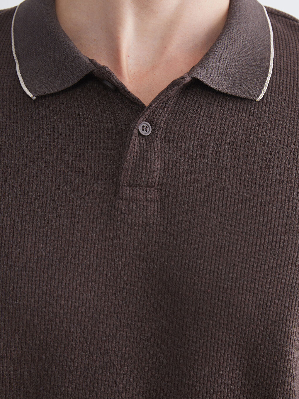 Kahverengi Polo Yaka Erkek Sweatshirt-2