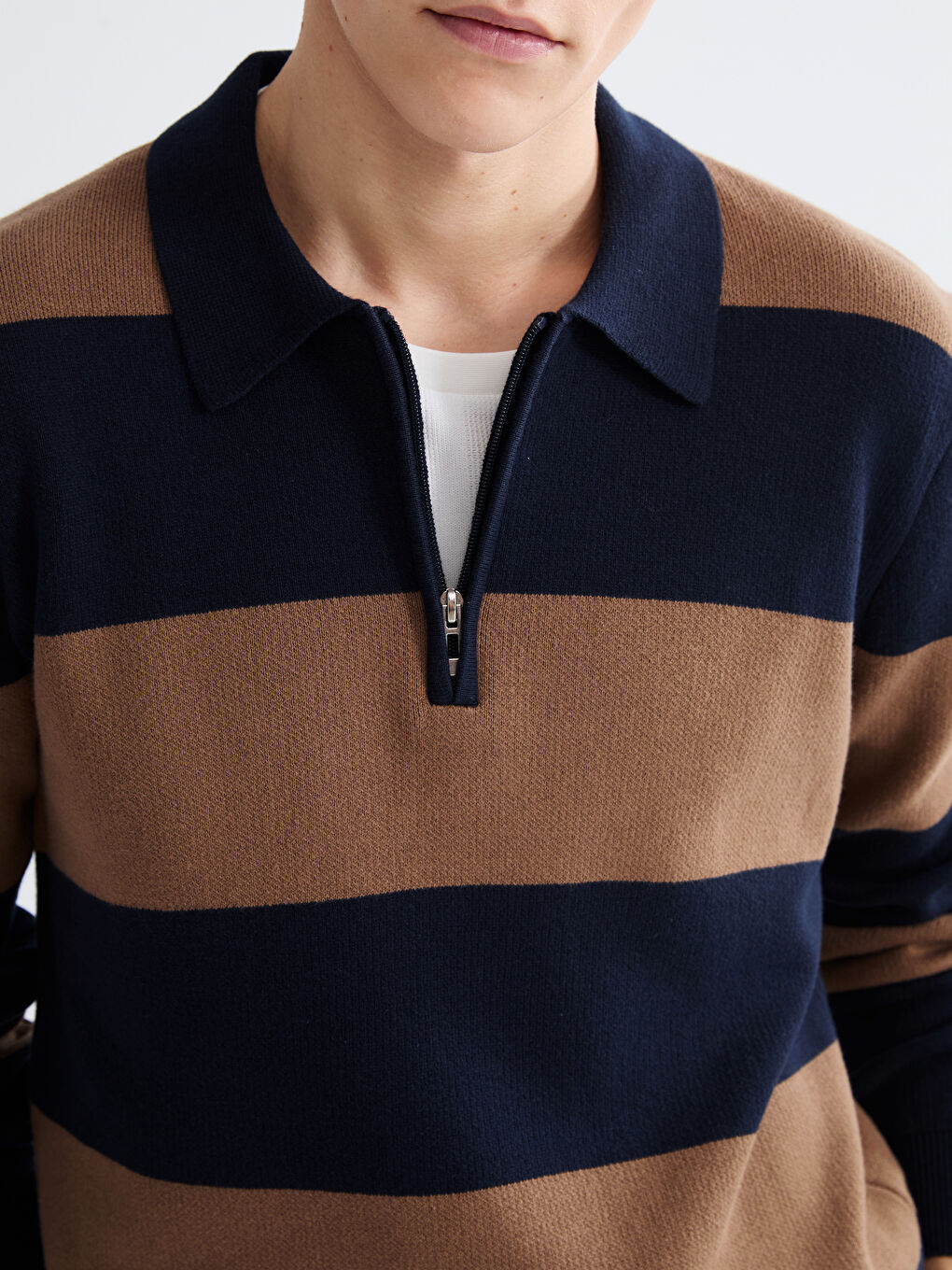 პოლო გოლფი ზოლიანი მამაკაცებისთვის ტრიკოტაჟი სვიტერი-3