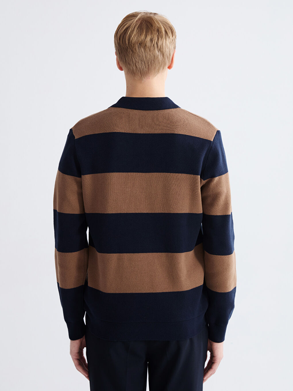 პოლო გოლფი ზოლიანი მამაკაცებისთვის ტრიკოტაჟი სვიტერი-4