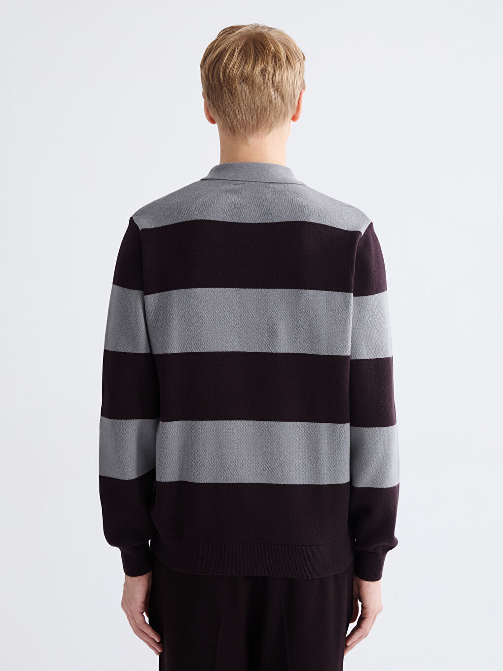 Polo Neck Striped Men's Knitwear Sweater-3