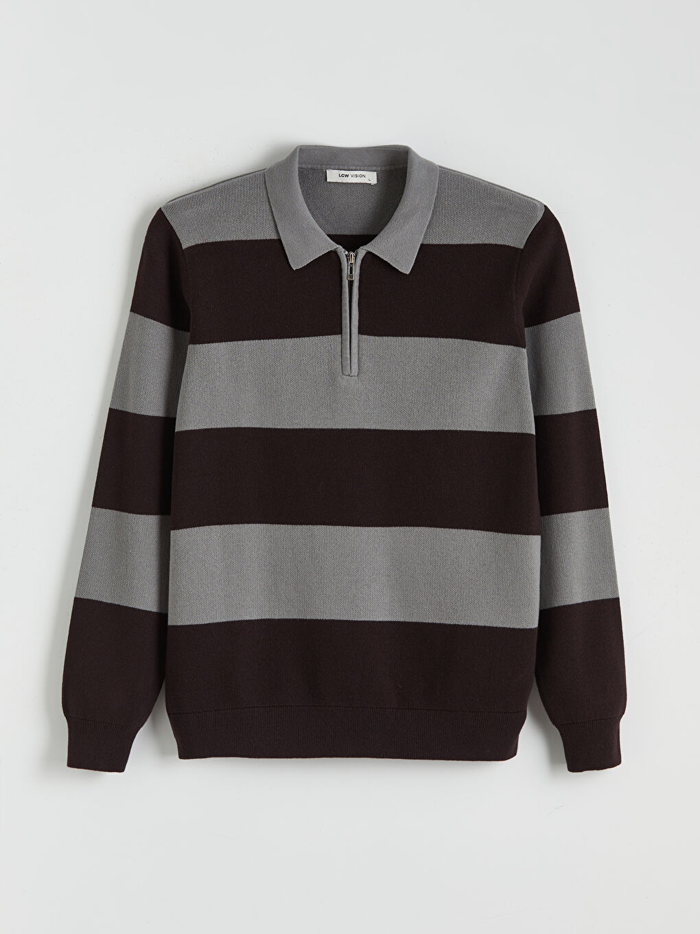 Polo Neck Striped Men's Knitwear Sweater-4