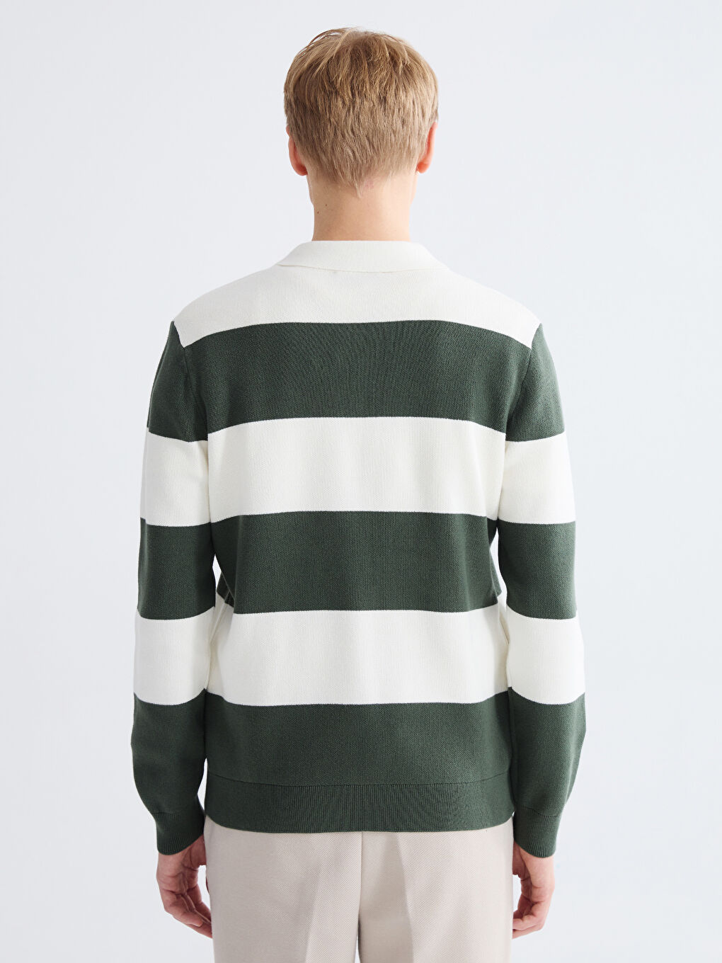 პოლო გოლფი ზოლიანი მამაკაცებისთვის ტრიკოტაჟი სვიტერი-3