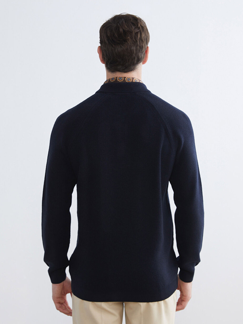 Lacivert Polo Yaka Erkek Triko Kazak-3