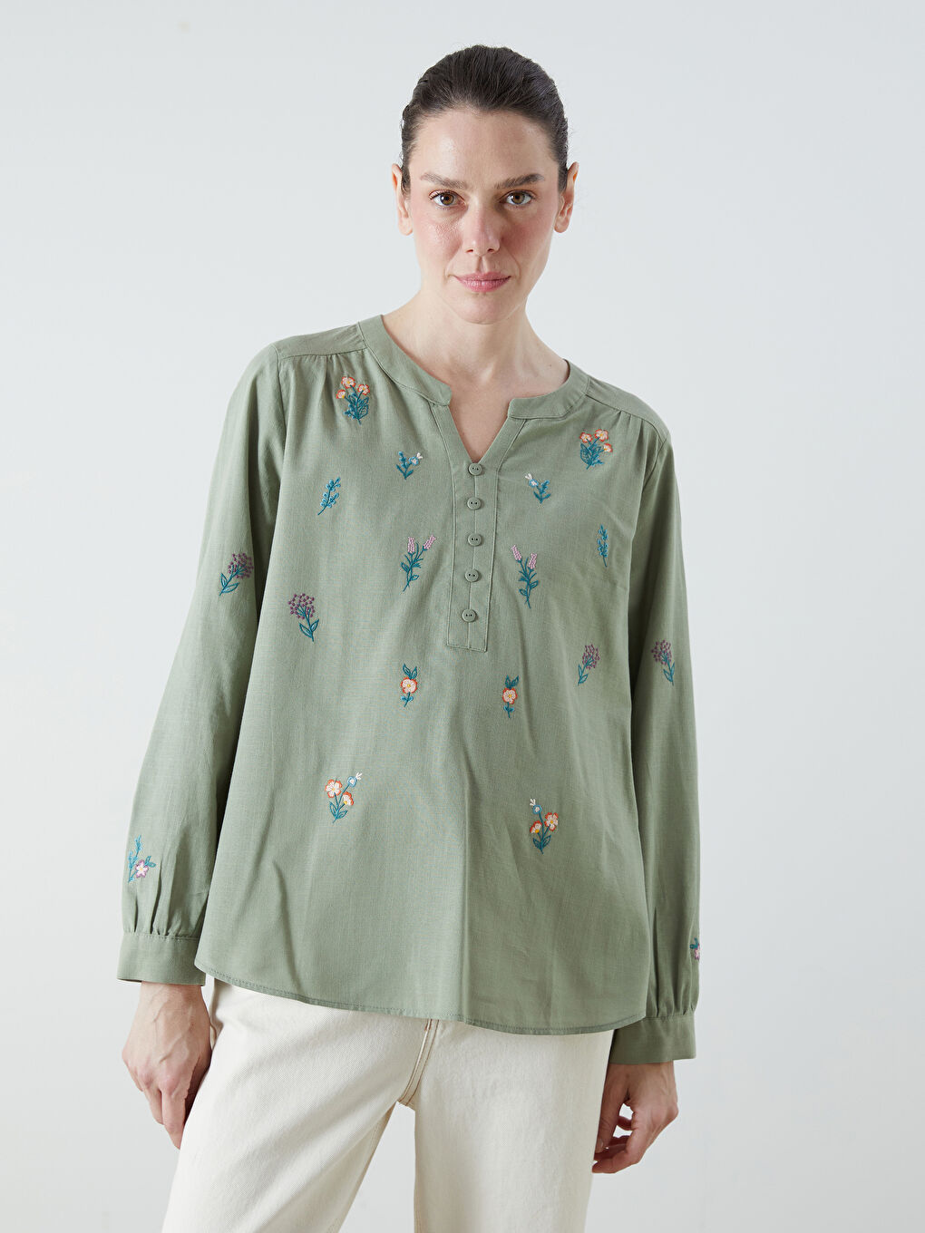 LCW Grace Woman GREEN Blouse -W5GB88Z8-FJY