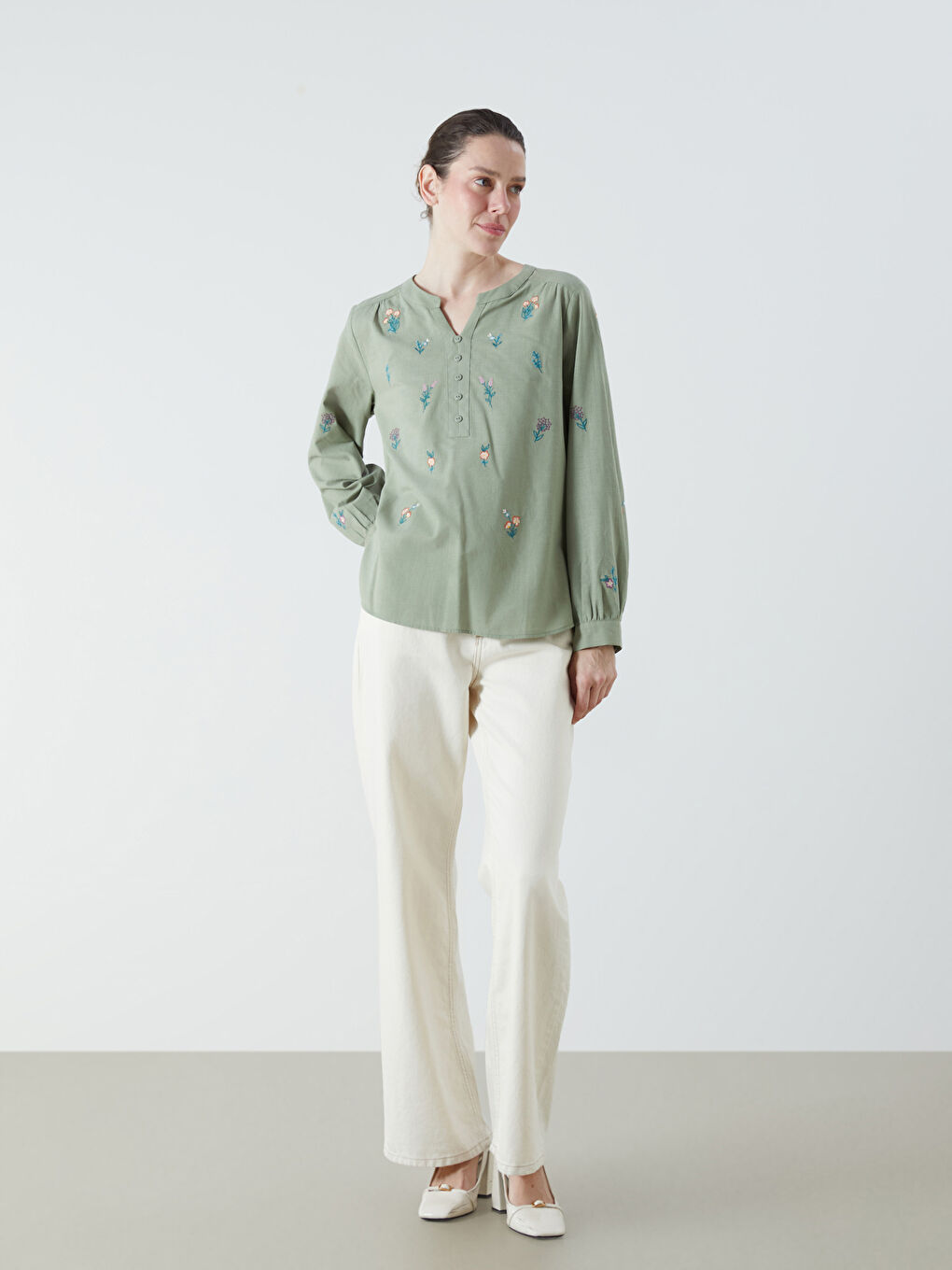 LCW Grace Woman GREEN Blouse -W5GB88Z8-FJY