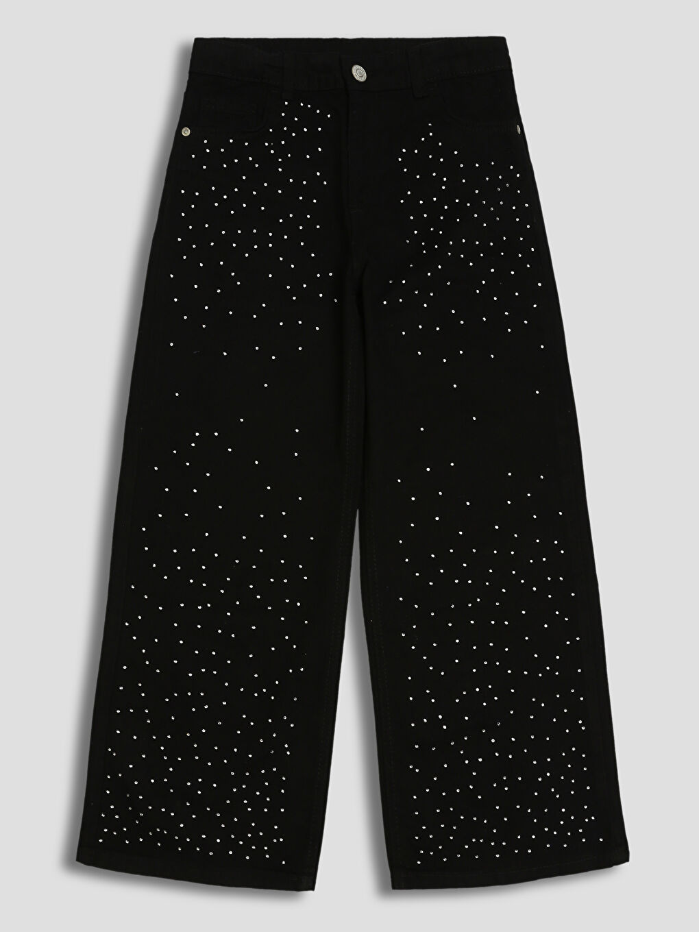 Wideleg Rhinestone Embellished Girls' Trousers