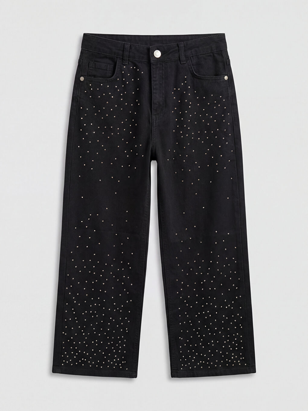 بنطلون واسع الأرجل مزين بأحجار الراين للبنات