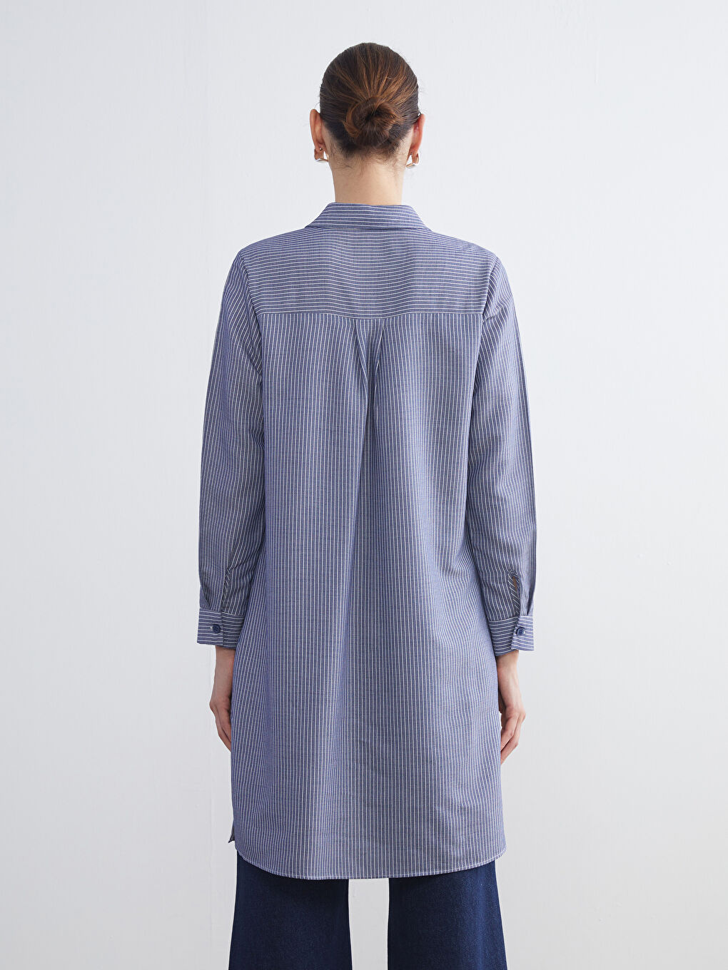 LCW Grace Striped Women's Shirt Tunic -W5GB95Z8-LGS