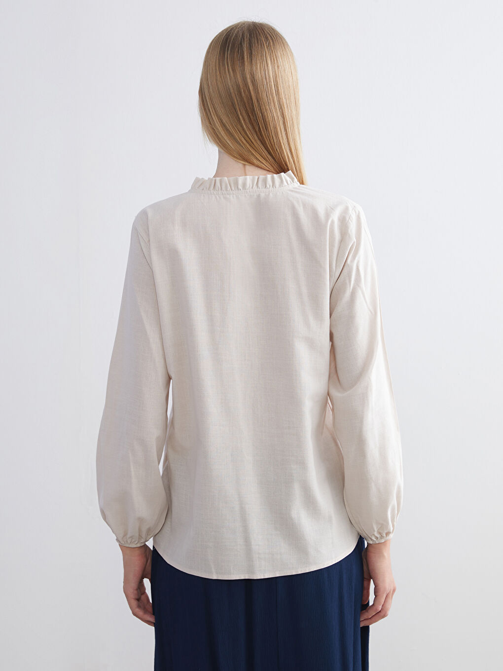 Frilled Notch Neck Floral Embroidered Blouse-4