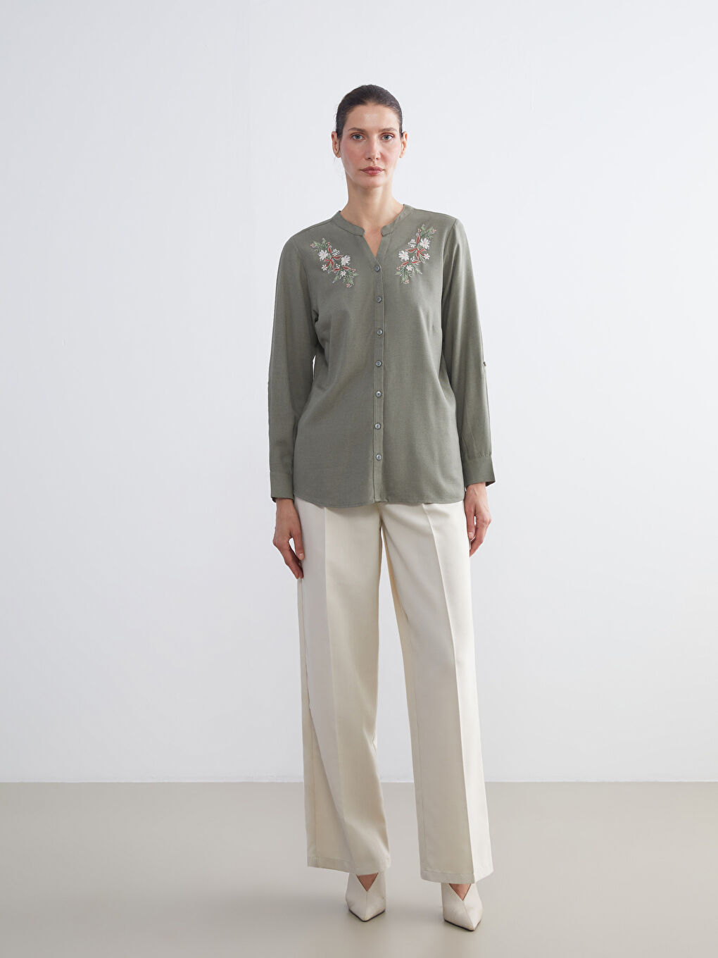 LCW Grace Woman KHAKI Blouse -W5GC01Z8-VDG