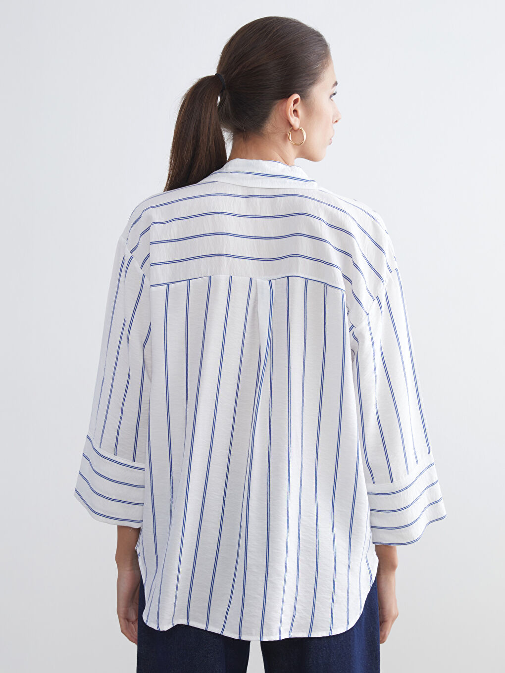 LCWAIKIKI Classic Striped Oversize Women's Shirt -S5O872Z8-LGB