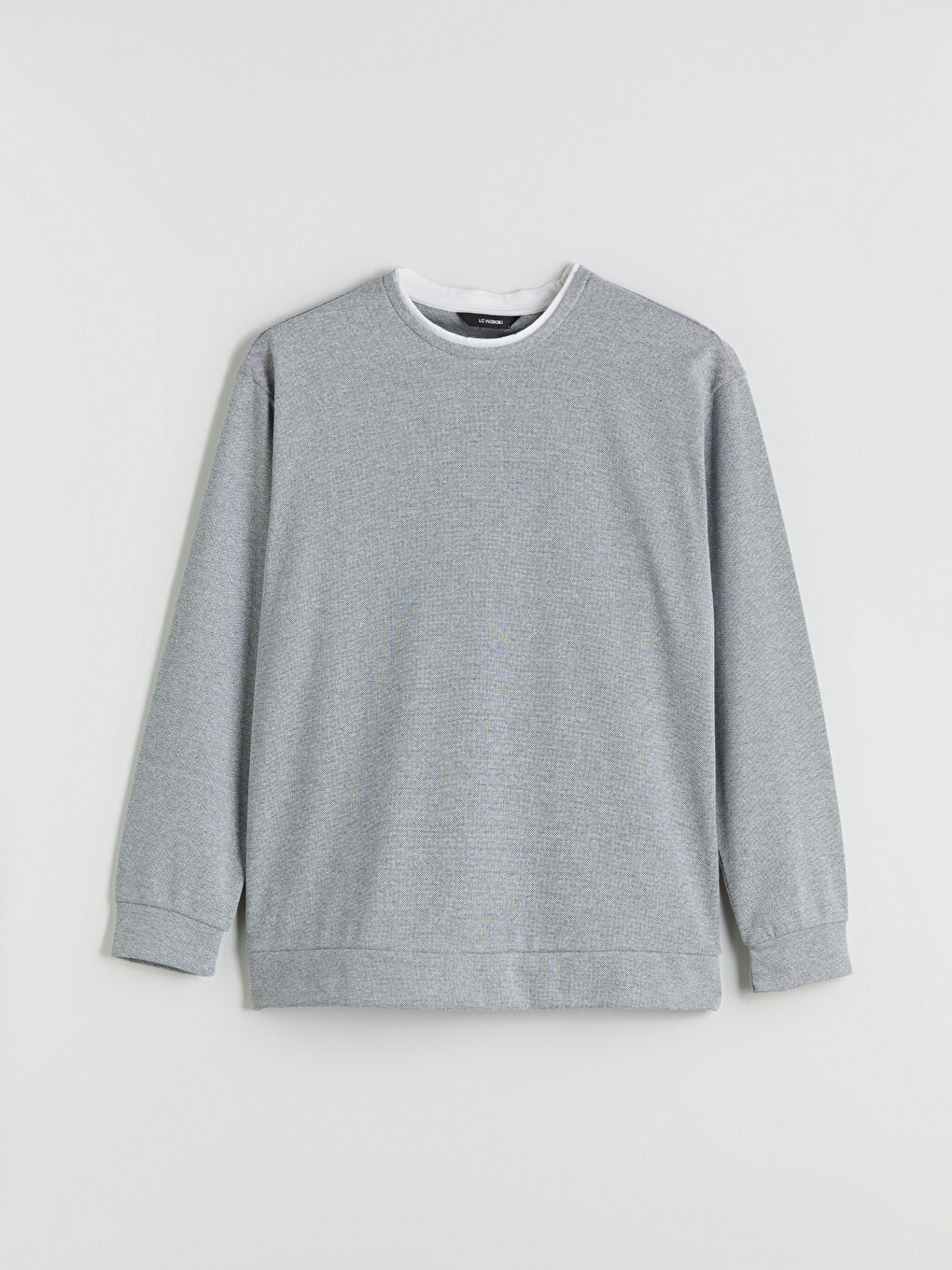 Gri Bisiklet Yaka Erkek Sweatshirt-4